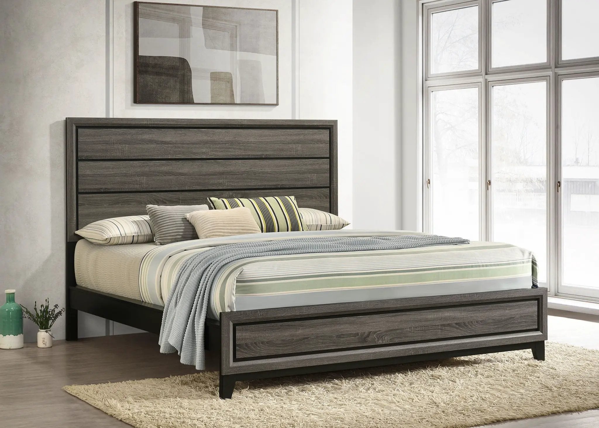 Watson Wood California King Panel Bed Grey Oak by Unique Piece Furniture