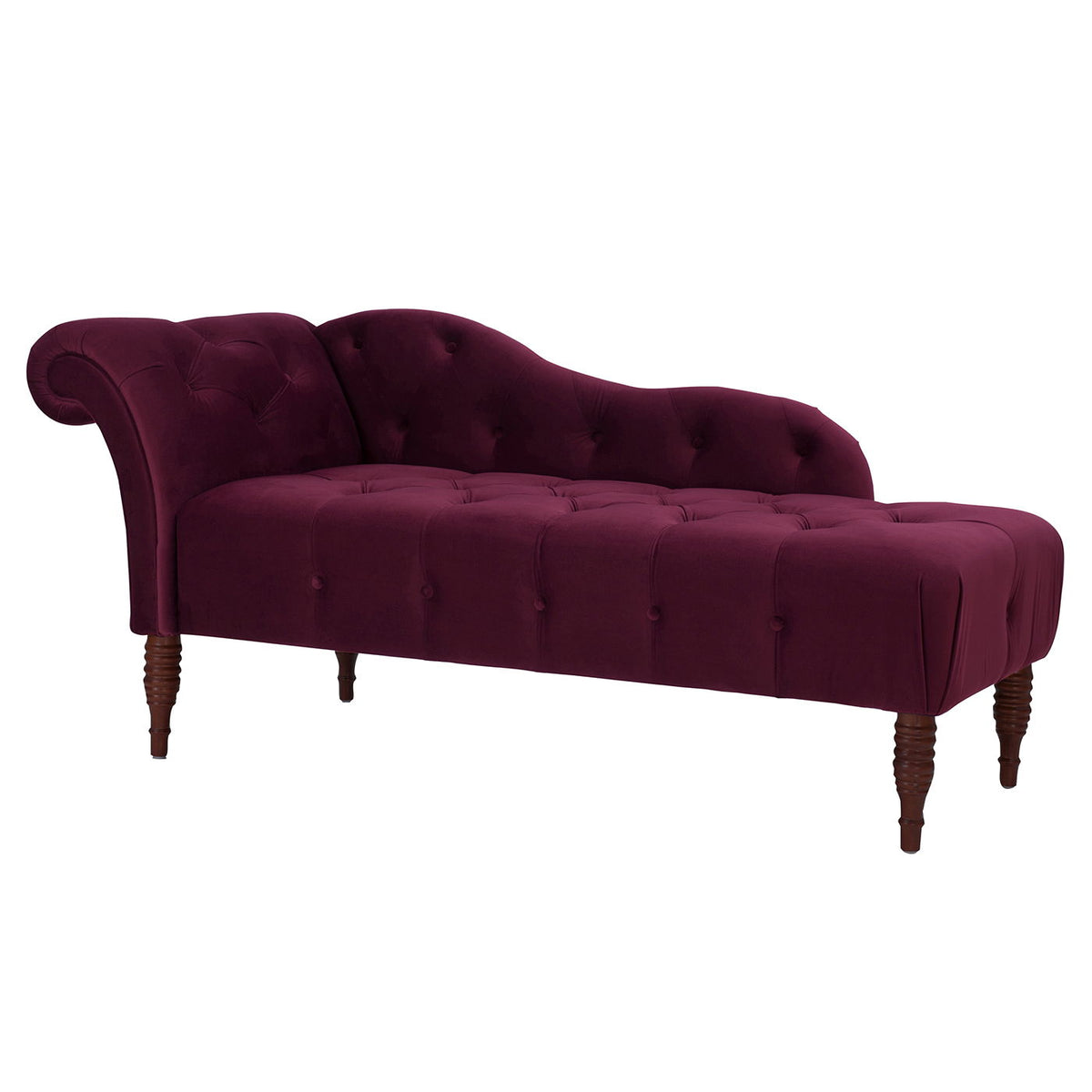 Tufted Roll Arm Chaise Lounge with Premium Foam - Dark Red, Dark Green, Blue, Pink, photo 8 of 39