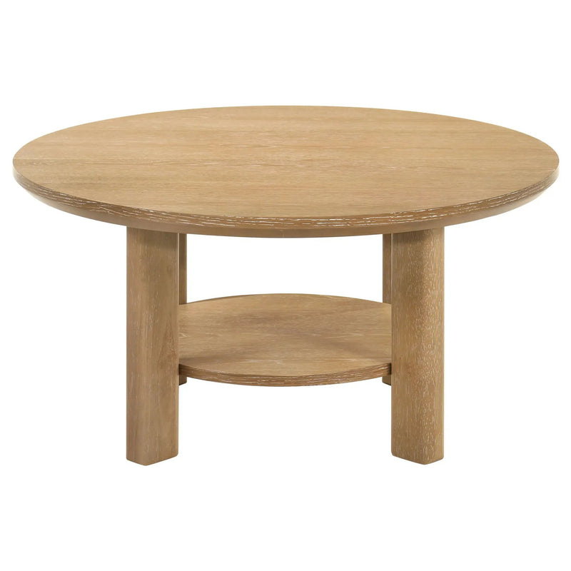Ottowa 36-inch Round Wood Cocktail Coffee Table Light Oak by Unique Piece Furniture