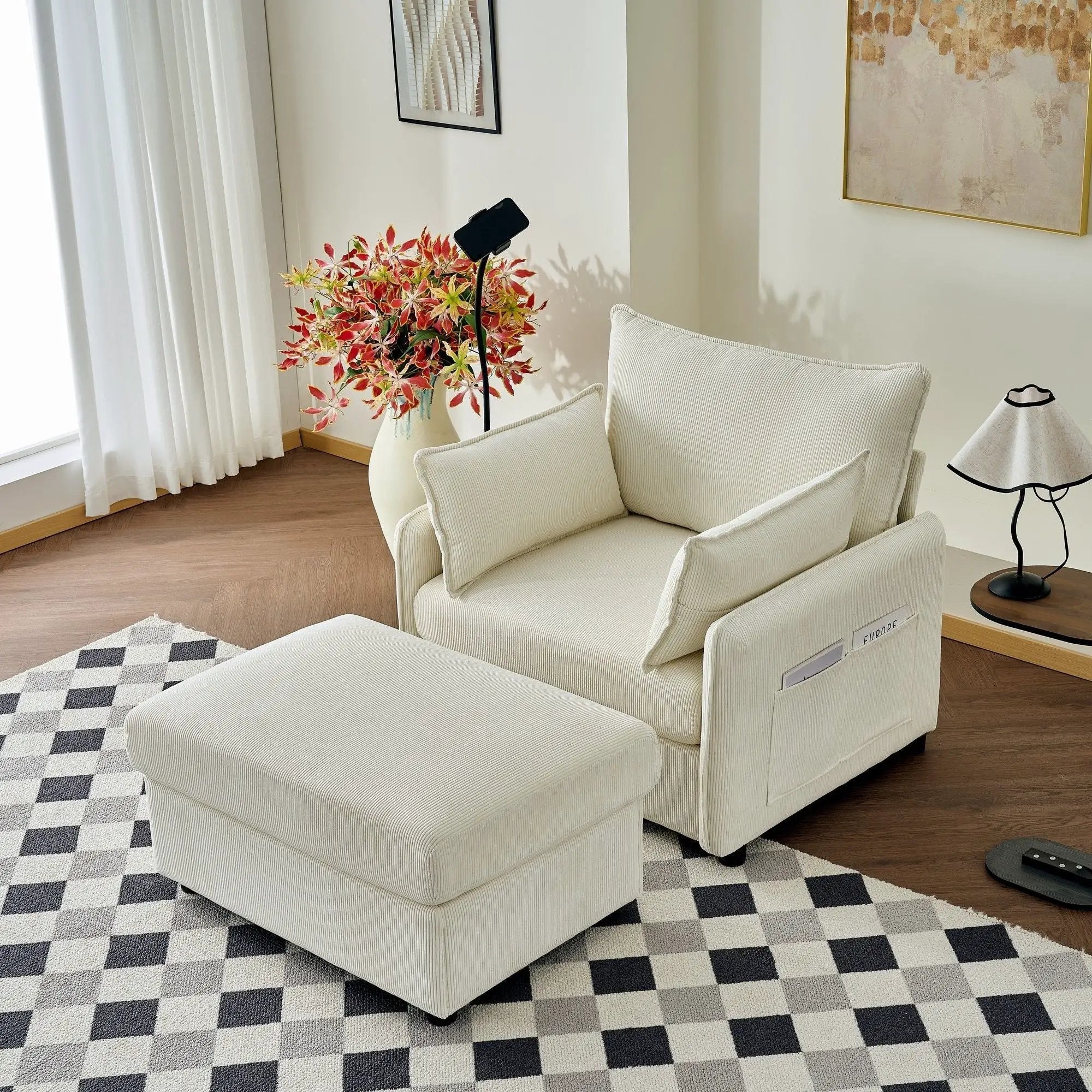 Comfy Oversized Chaise Lounge Chair With Ottoman And Storage by HouseOfZazla