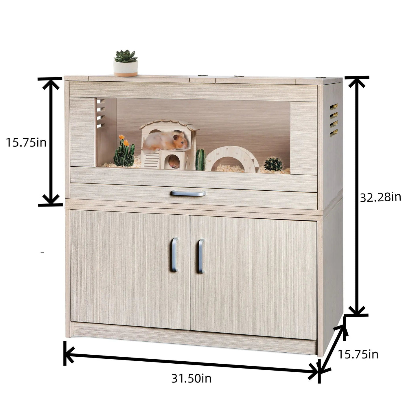 Guinea Pig Cages, Hamster Cage Wood With Independent Storage Cabinet, House For Rat Chinchilla With Guinea Pig Hutch And Bridge, Openable Top With Acrylic Sheets by HouseOfZazla