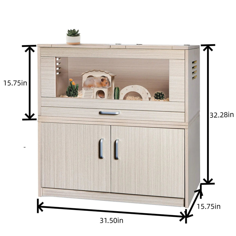 Guinea Pig Cages, Hamster Cage Wood With Independent Storage Cabinet, House For Rat Chinchilla With Guinea Pig Hutch And Bridge, Openable Top With Acrylic Sheets by HouseOfZazla
