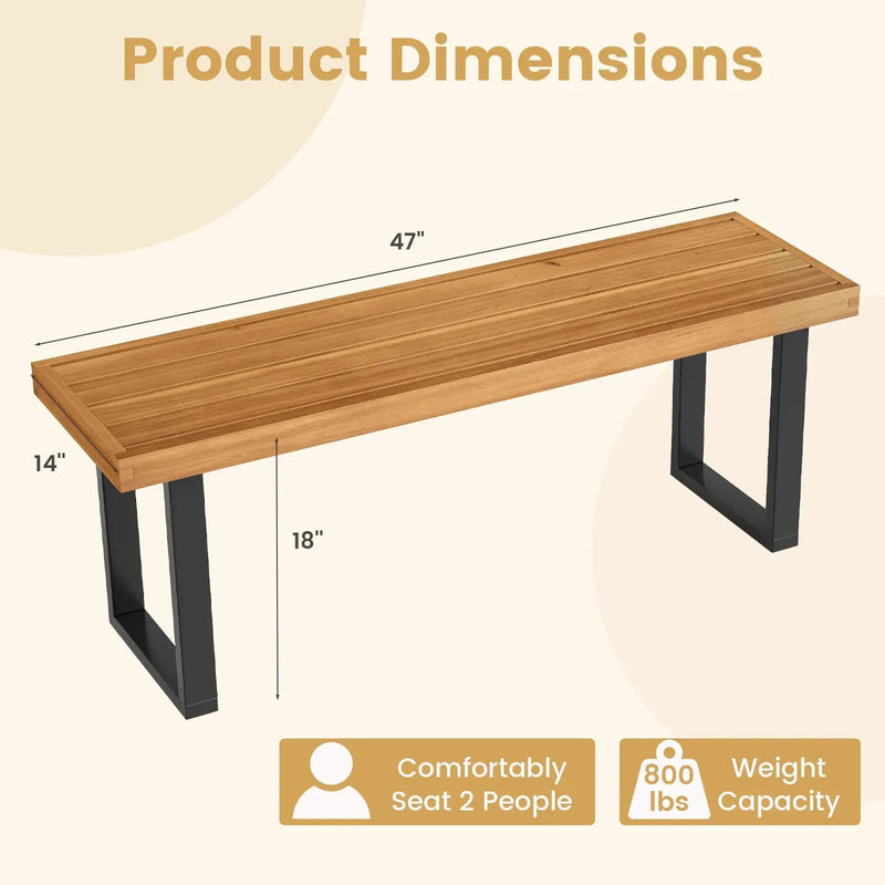 Acacia Wood Outdoor Bench 48 Inch Long Patio Dining Bench by DirectDeals