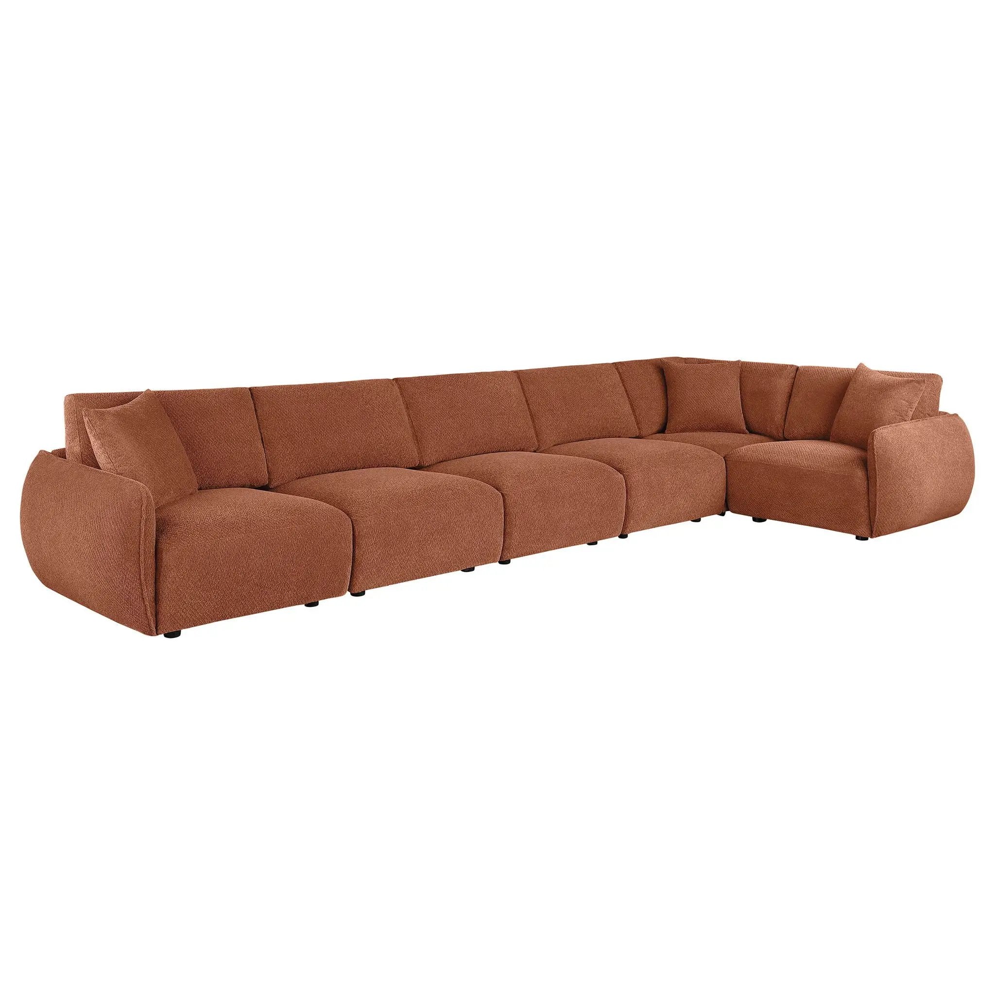 Elysia 6-piece Chenille Upholstered Modular Sectional Sofa Coral by Unique Piece Furniture