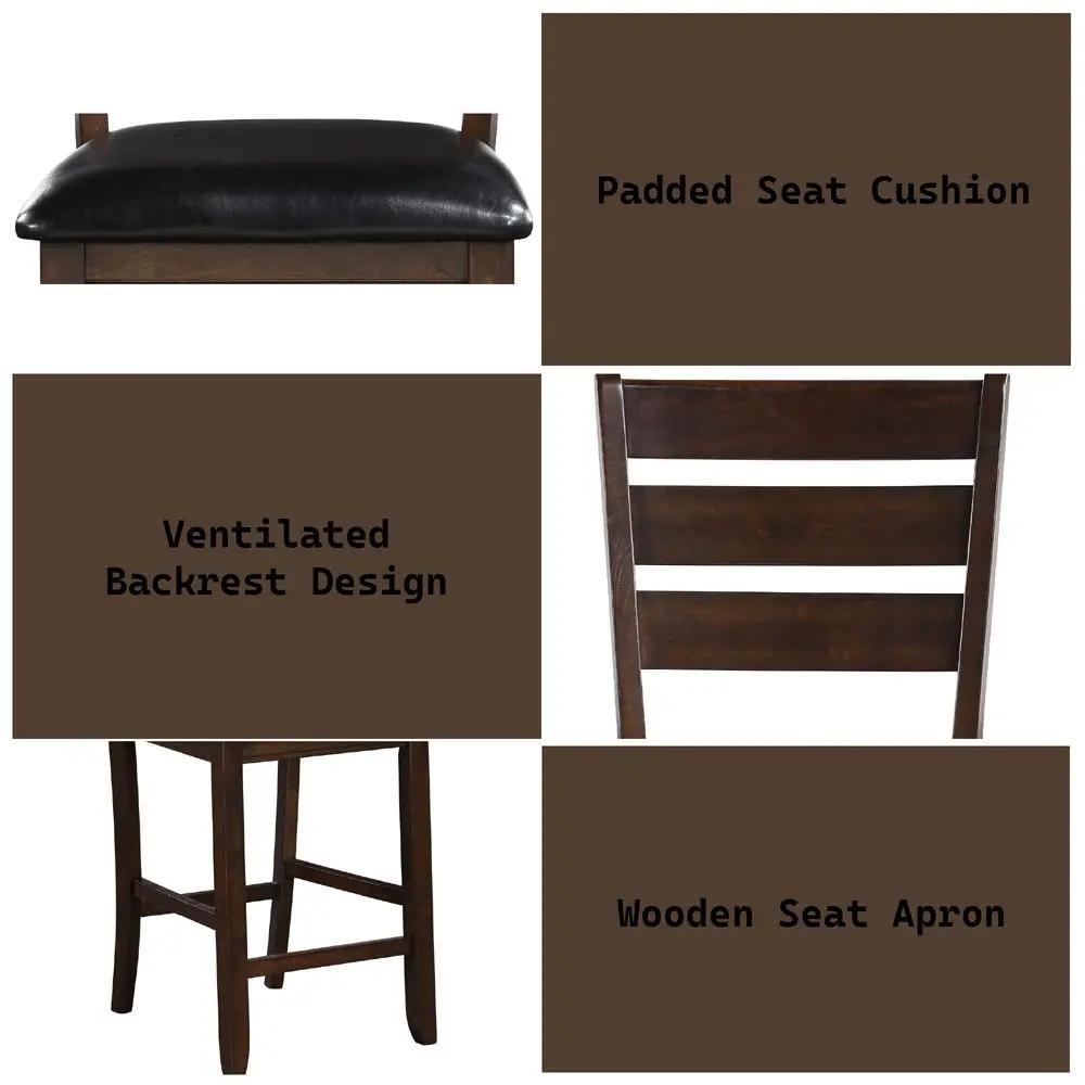 Urbana - Counter Height Chair (Set of 2) - Black Synthetic Leather & Espresso by Unique Piece Furniture