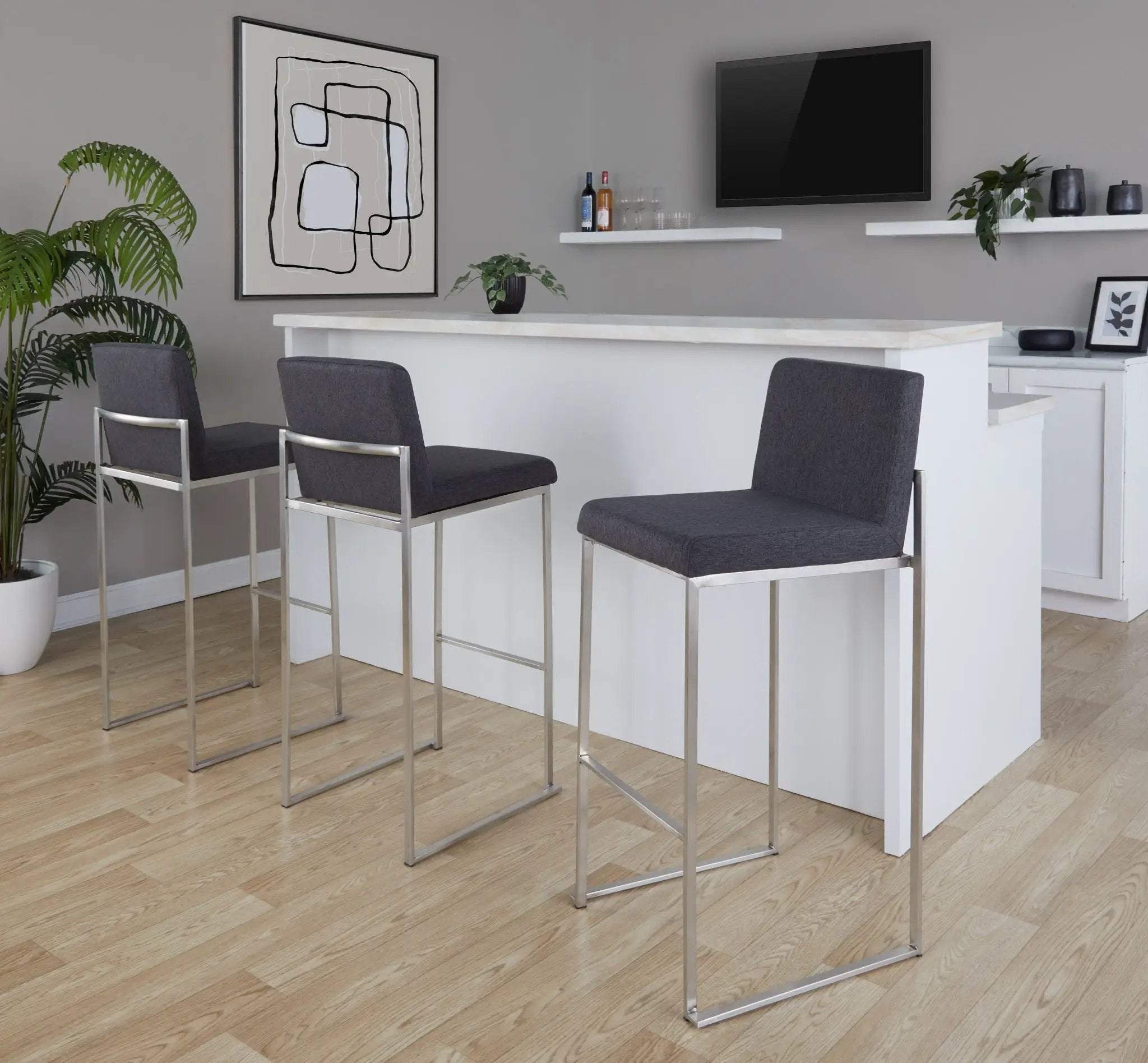 Fuji - Contemporary And Modern Elegance High Back Barstool by Unique Piece Furniture