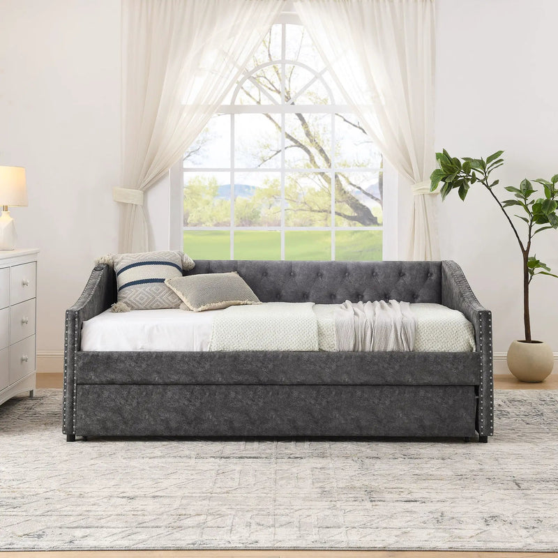 Upholstered Daybed With USB Charging & Pull Out Bed by Unique Piece Furniture