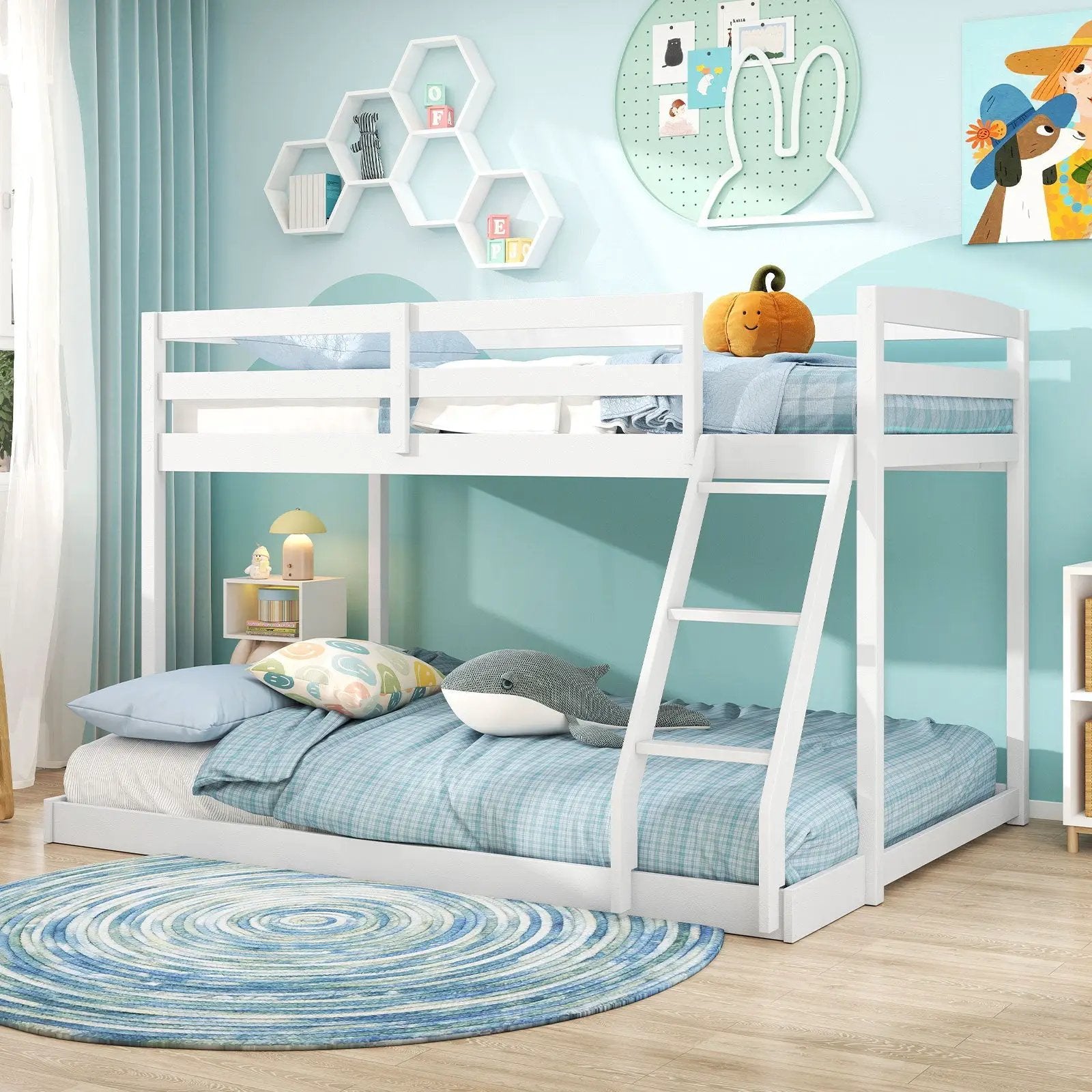 Twin Over Full Bunk Bed Low Floor Bunk Bed Frame by DirectDeals