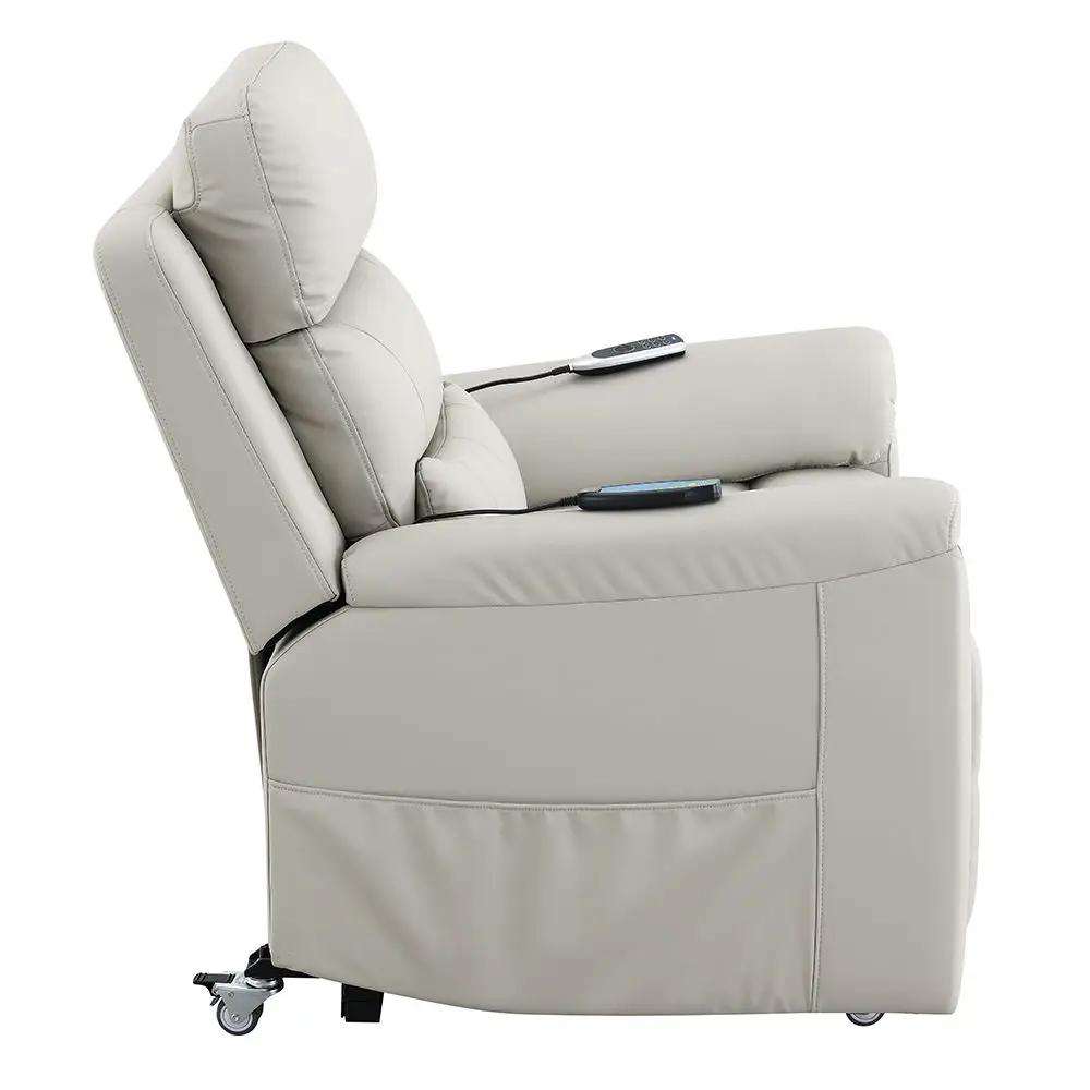 Marsha - Power Recliner With Lift & Massage - Light Gray Leather by Unique Piece Furniture