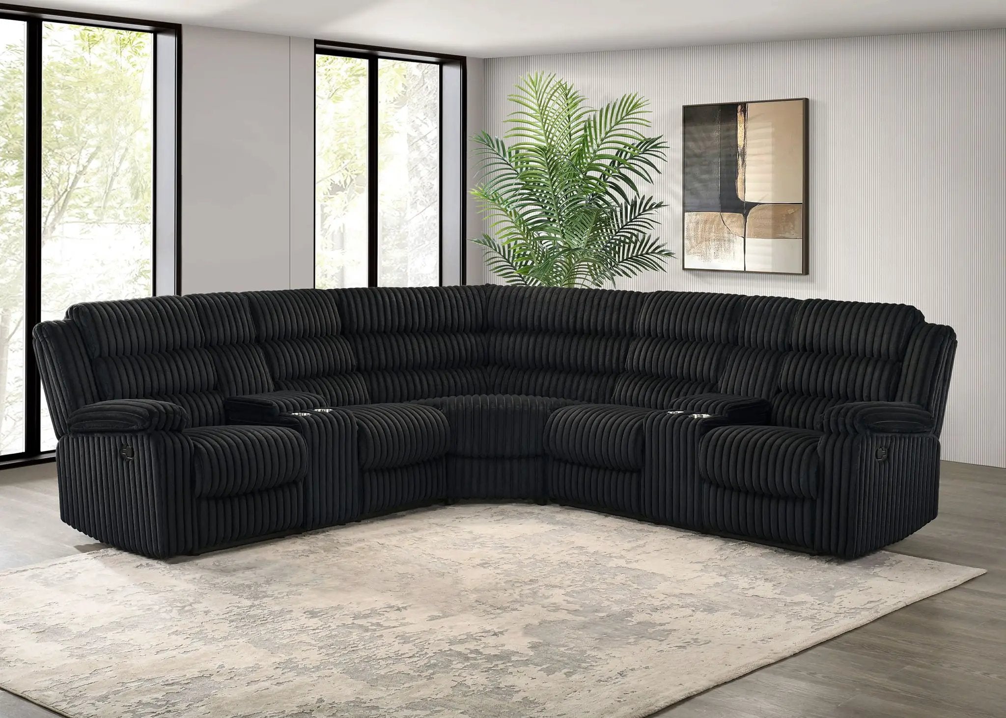 Atkinson Upholstered Reclining Sectional Sofa Black by Unique Piece Furniture