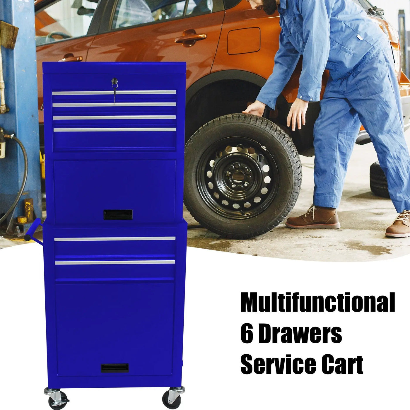 6 Drawer Lockable Tool Cabinet On Wheels With Detachable Toolbox by HouseOfZazla