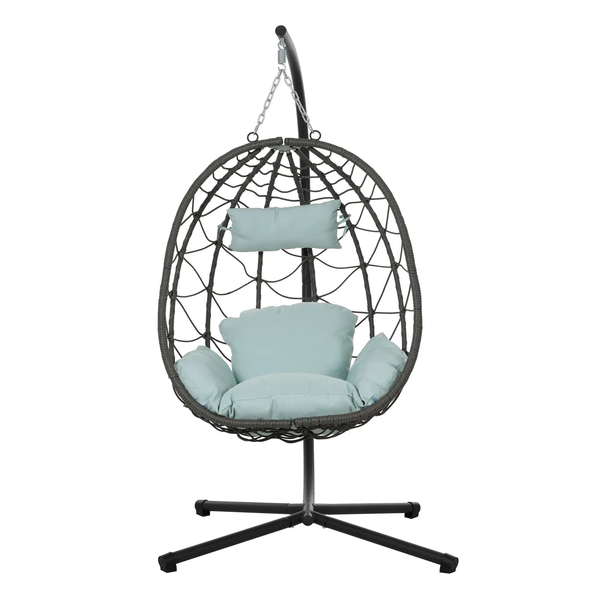Egg Chair with Stand Indoor Outdoor Swing Chair Patio Wicker Hanging Egg Chair by HouseOfZazla