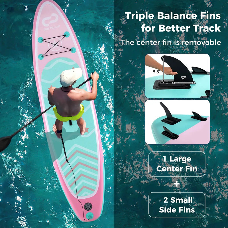10 Feet Inflatable Stand up Paddle Board with 3 Fins and Adjustable Paddle-S by DirectDeals