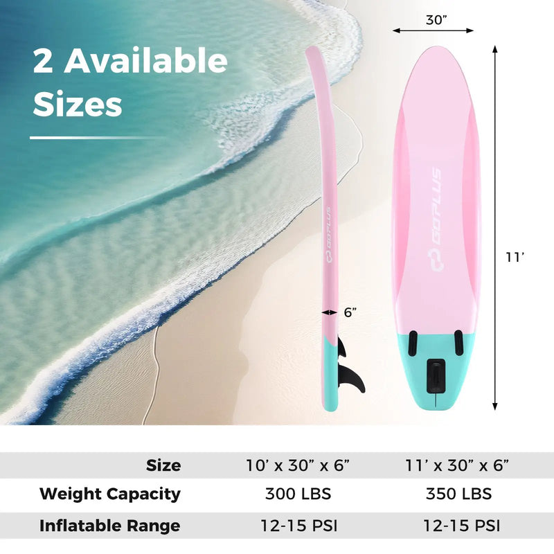 10 Feet Inflatable Stand up Paddle Board with 3 Fins and Adjustable Paddle-S by DirectDeals