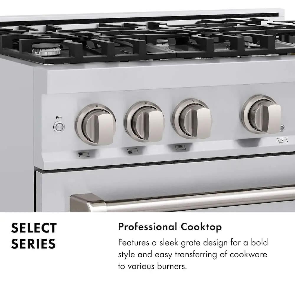 ZLINE 36" Select Dual Fuel Range Gas Cooktop Electric Convection Oven Stainless Steel HDR36 by Farmhouse Kitchen and Bath