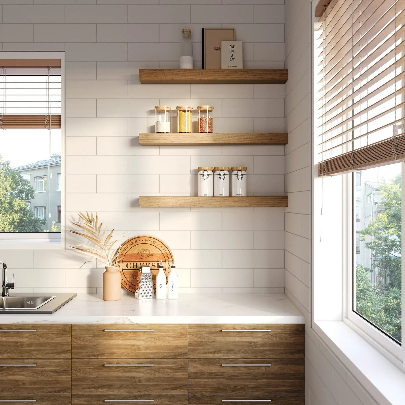 Real Wood Floating Kitchen Shelves by Dogberrycollections