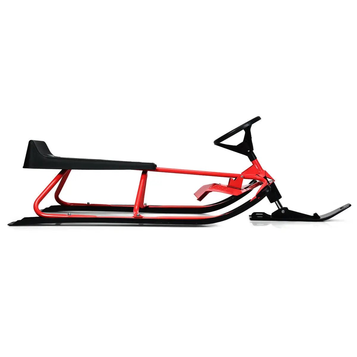 55.5 x 23.5 Inch Snow Sled with Steering Wheel and Double Brakes Pull Rope Slider by DirectDeals