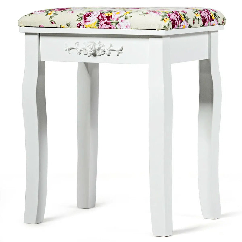 Vanity Wood Dressing Stool Padded Piano Seat with Rose Cushion by DirectDeals