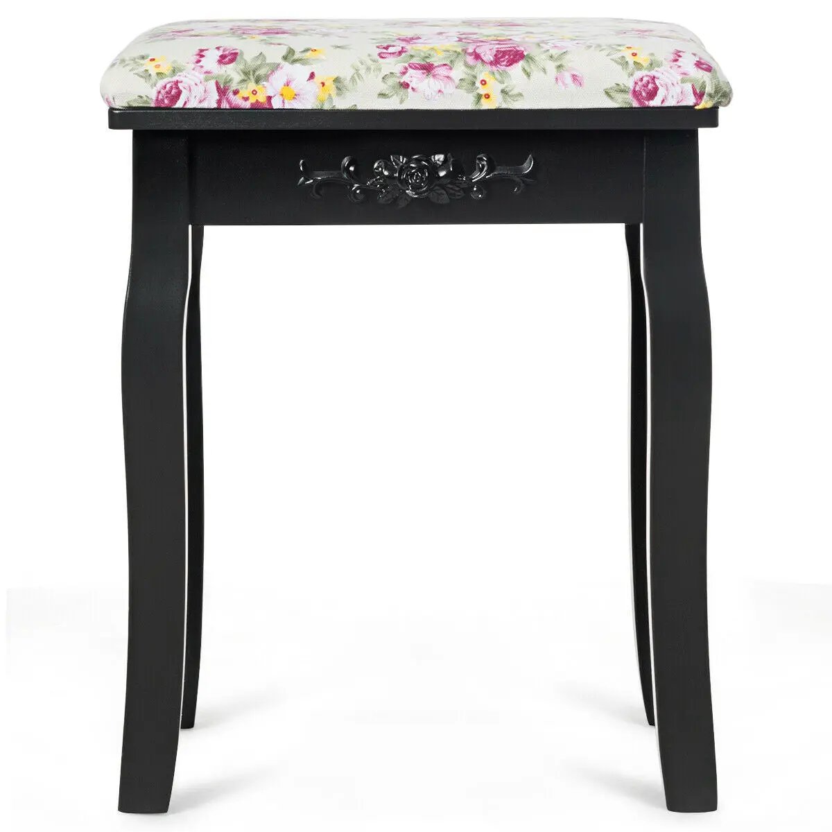 Vanity Wood Dressing Stool Padded Piano Seat with Rose Cushion by DirectDeals