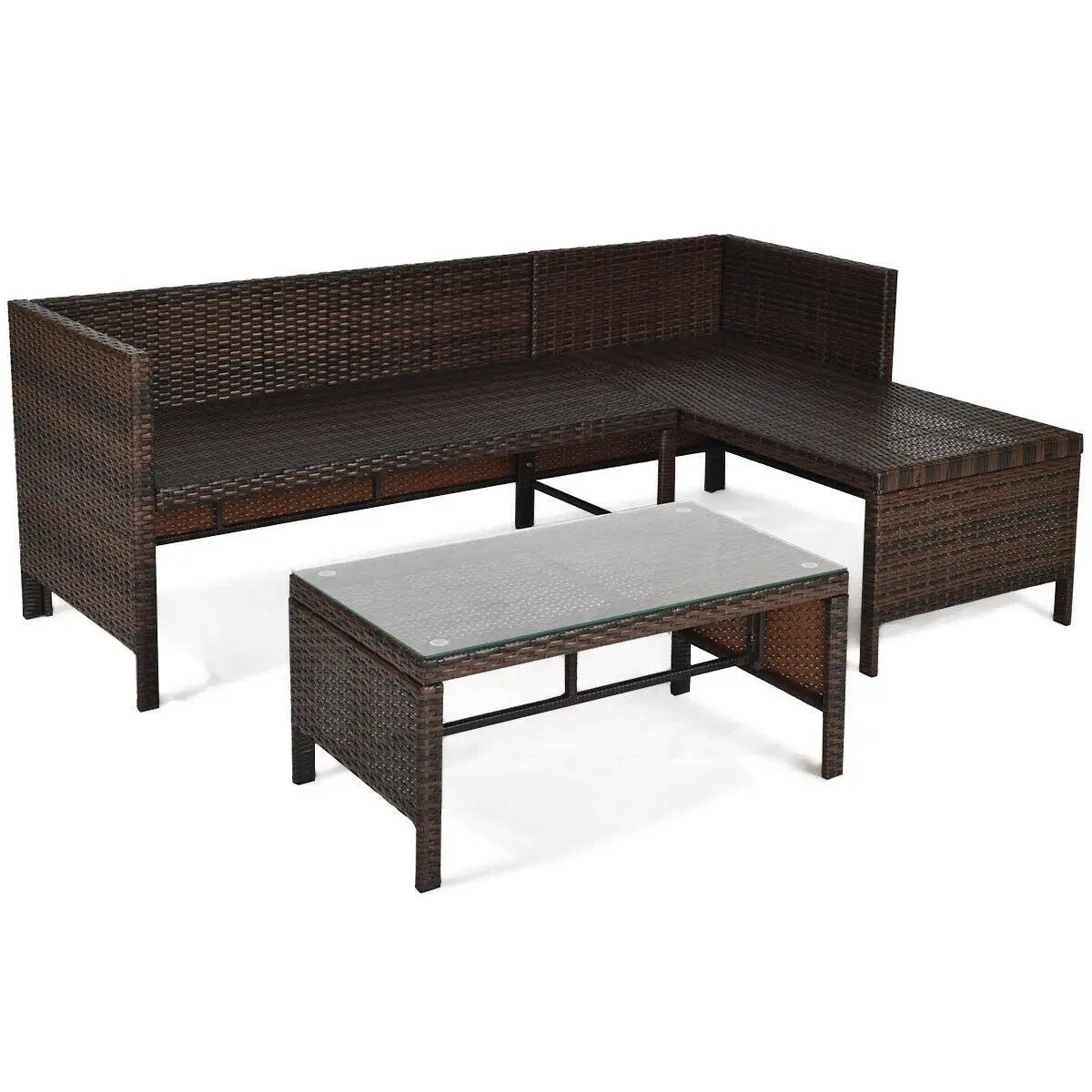 3 Pieces Patio Wicker Rattan Sofa Set by DirectDeals