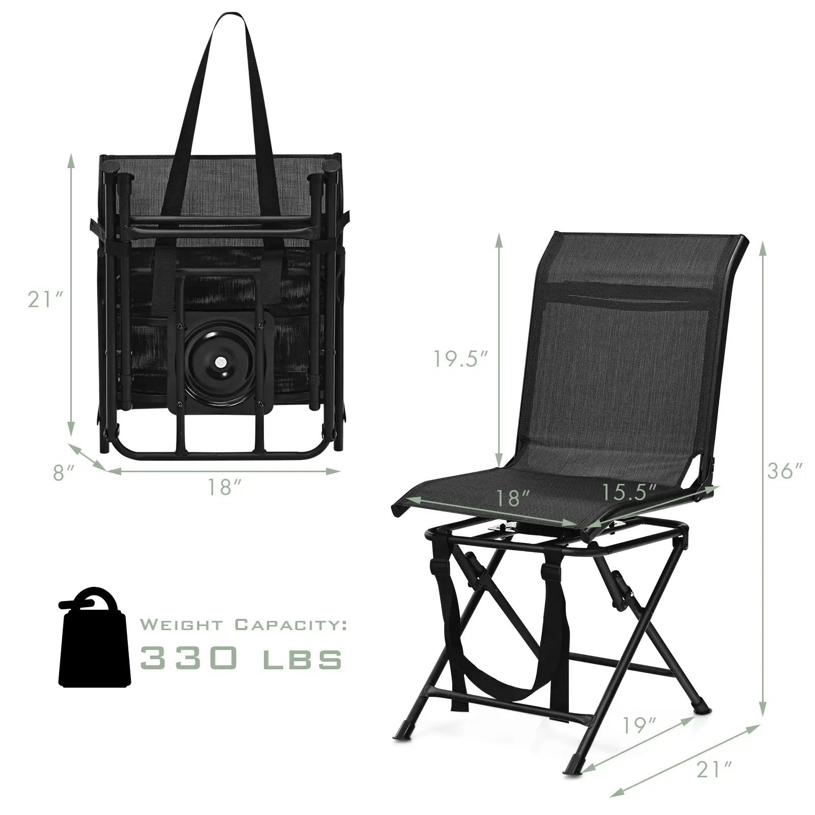 All weather Outdoor Foldable 360 Degree Swivel Chair with Iron Frame by DirectDeals