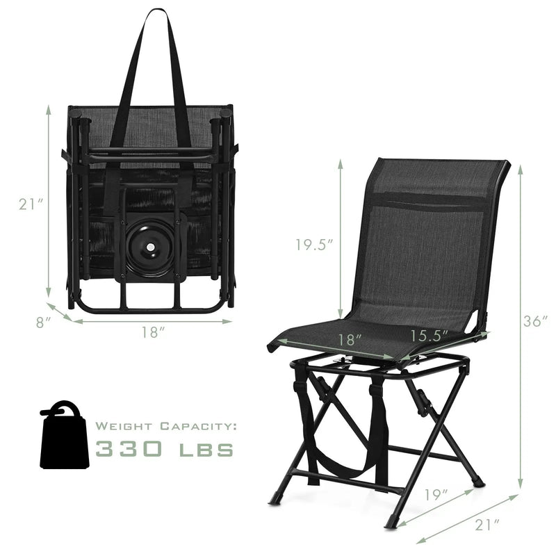 All weather Outdoor Foldable 360 Degree Swivel Chair with Iron Frame by DirectDeals