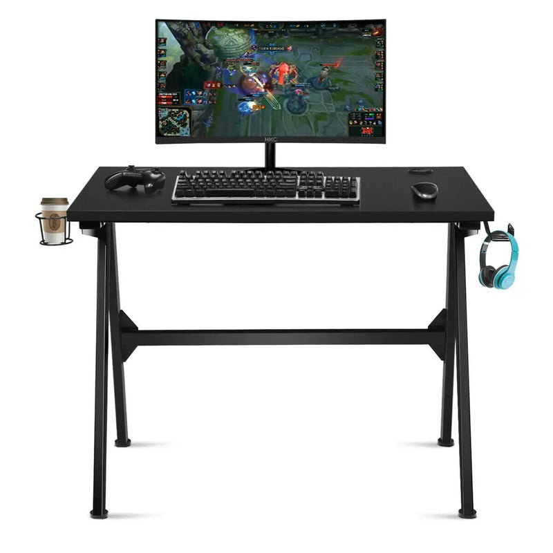 Ergonomic Computer Gaming Desk with Cup Holder and Headphone Hook by DirectDeals