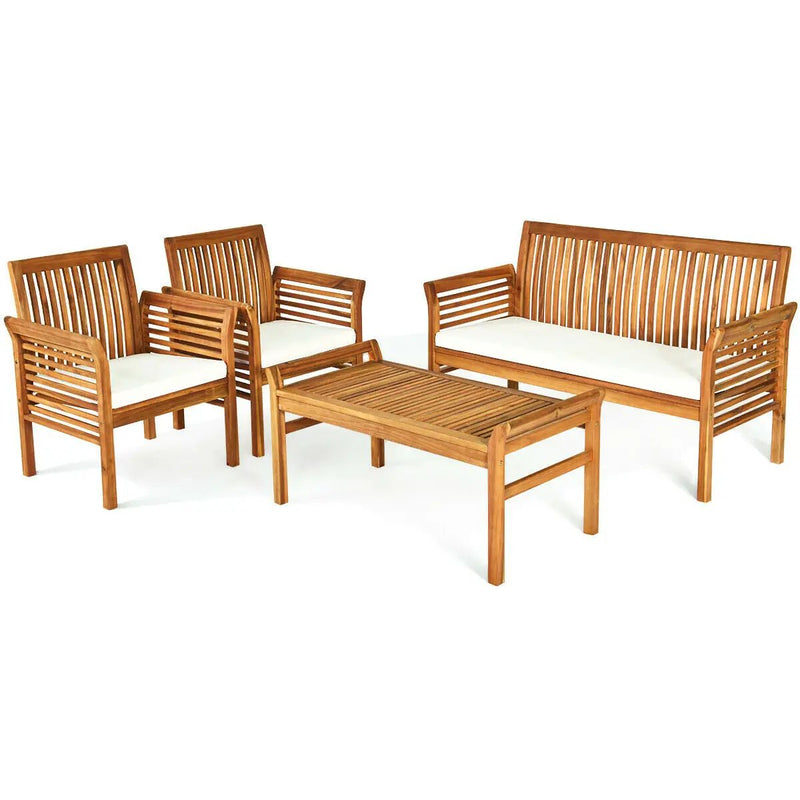 4 Pieces Outdoor Acacia Wood Sofa Furniture Set by DirectDeals
