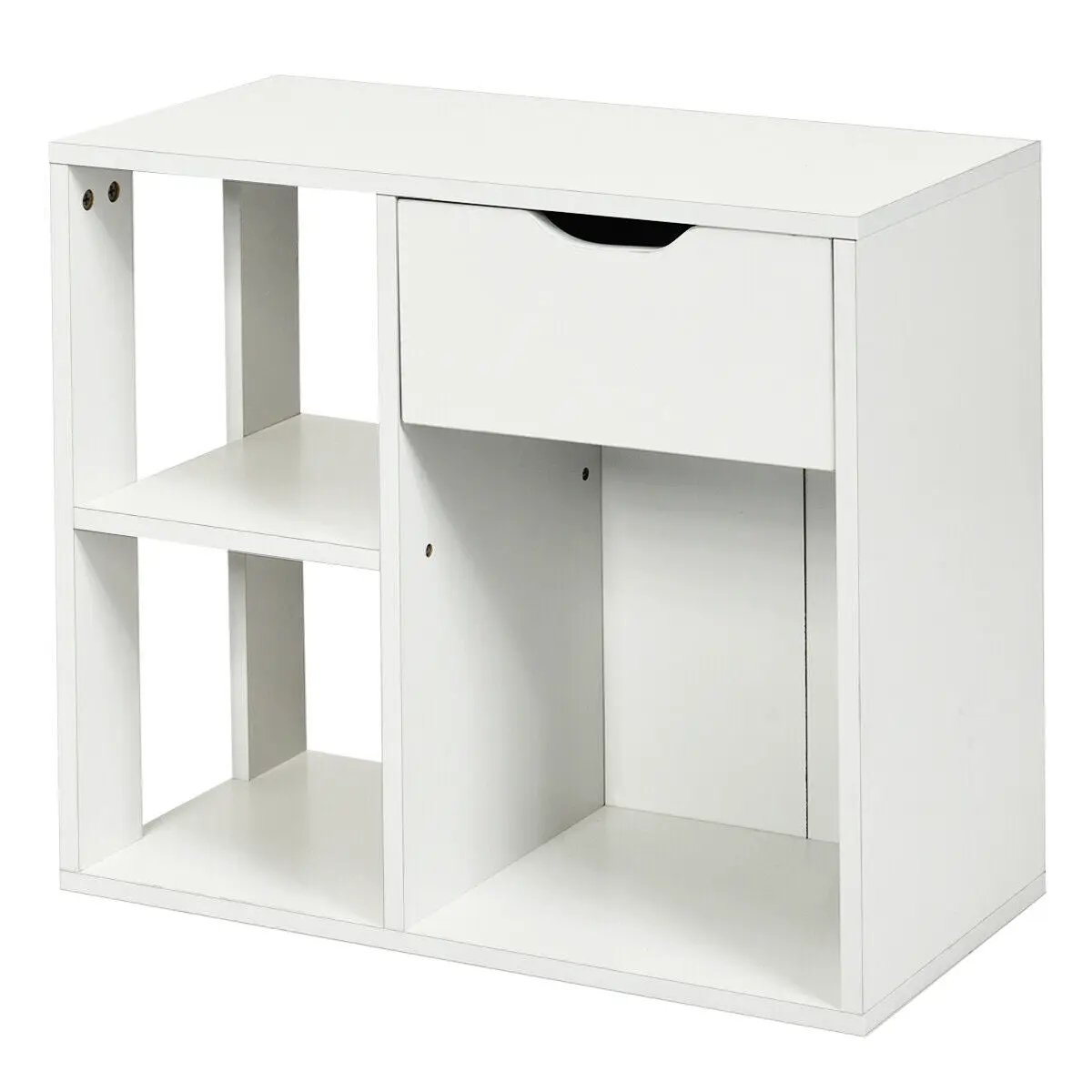 3-Cube Bookcase 2-tier Wooden Storage Shelf with Pull-out Drawer-Brown by DirectDeals