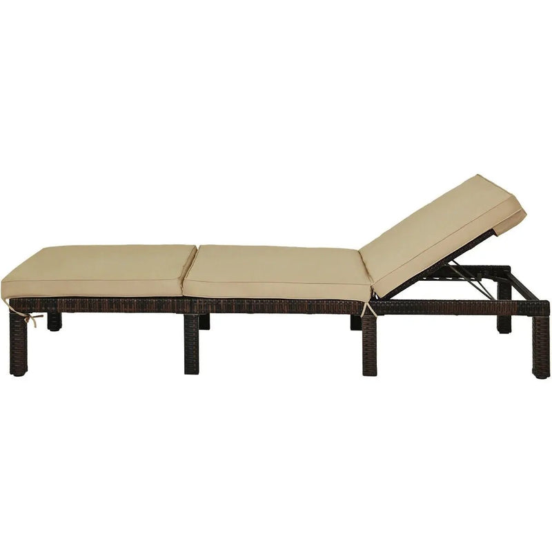 Outdoor Rattan Adjustable Cushioned Chaise by DirectDeals
