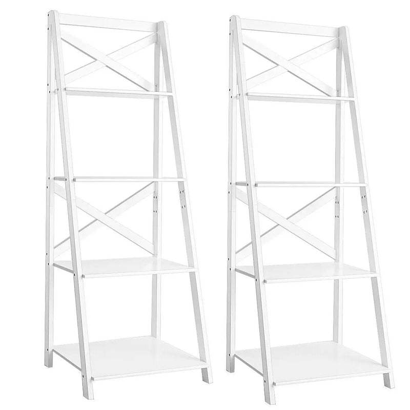 2 Pieces 4-Tier Wood Display Storage Bookshelf Set by DirectDeals