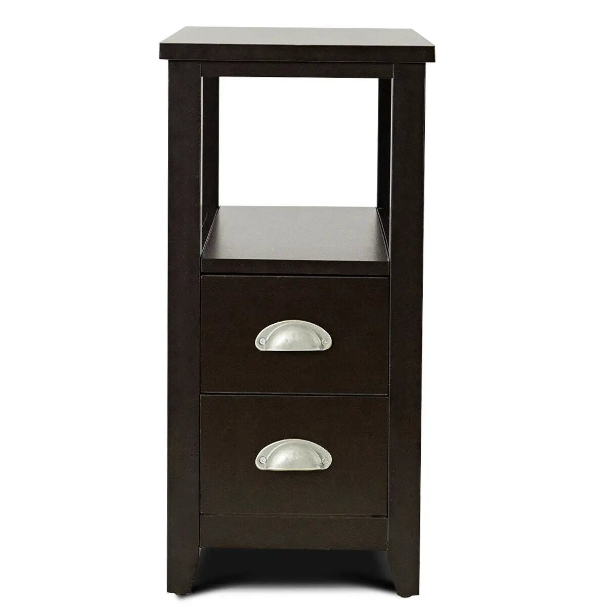End Table Wooden with 2 Drawers and Shelf Bedside Table by DirectDeals