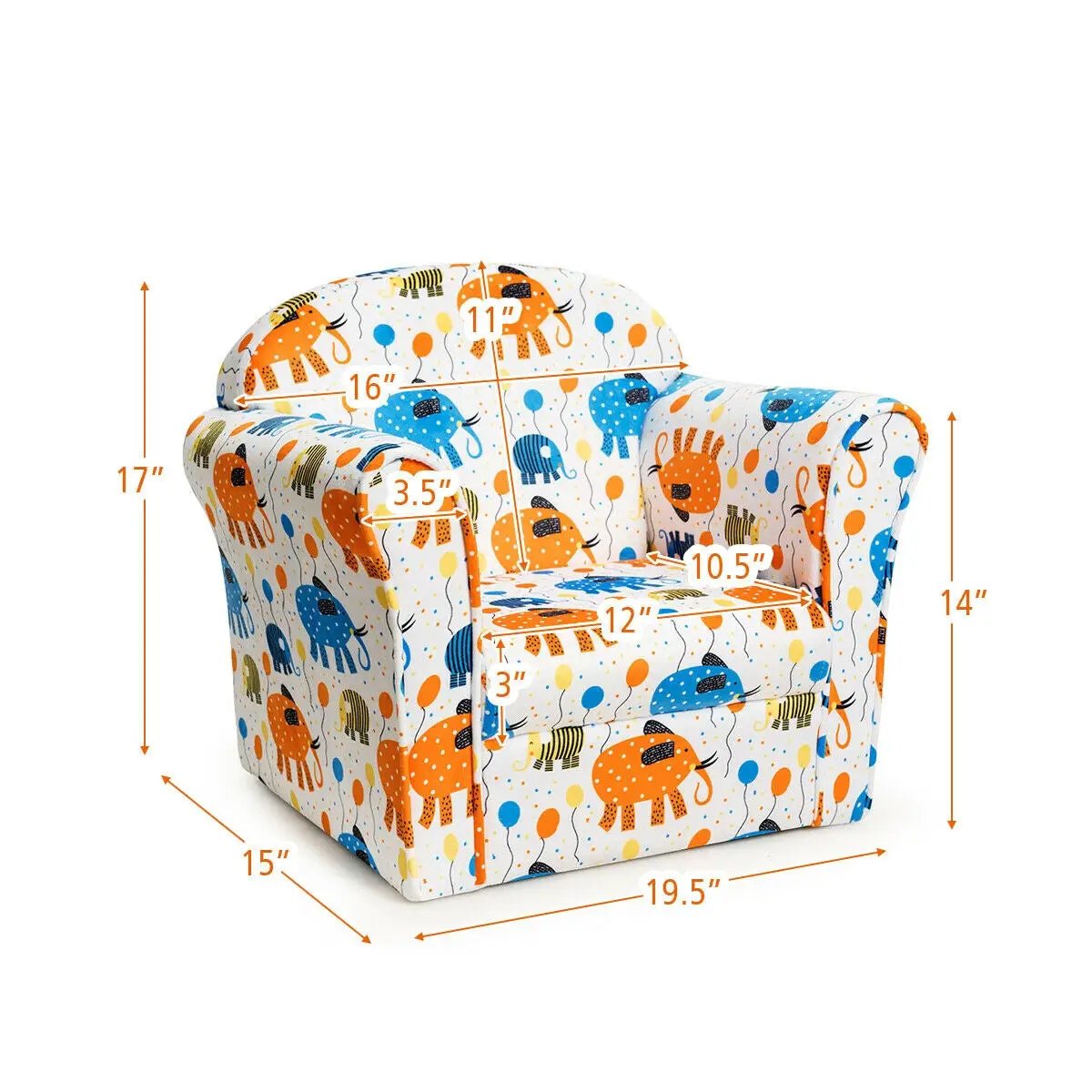 Kids Elephant Upholstered Sofa with Armrest by DirectDeals