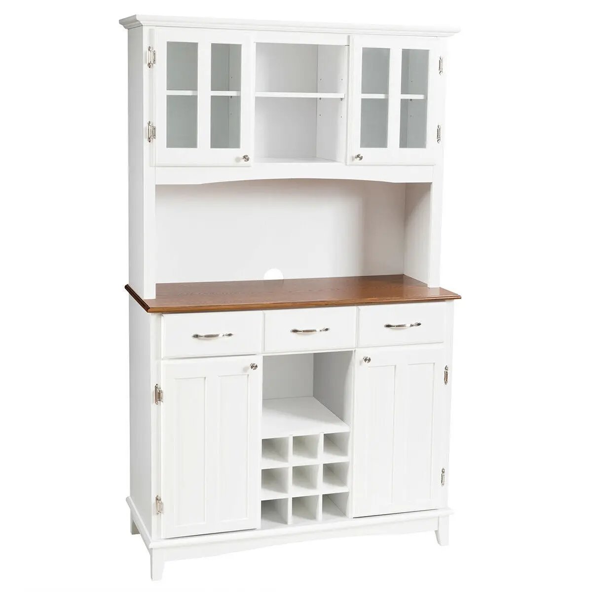 Wood Buffet Hutch Cabinet with 3 Large Drawers by DirectDeals