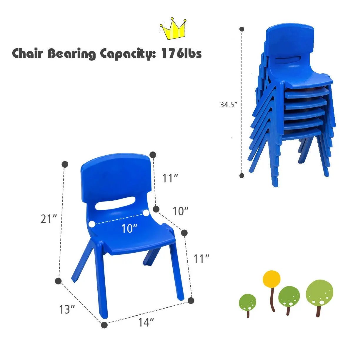 6-pack Kids Plastic Stackable Classroom Chairs by DirectDeals