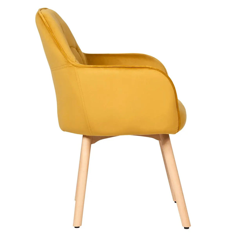 Set of 2 Mid-Back Accent Leisure Armchairs-Yellow by DirectDeals