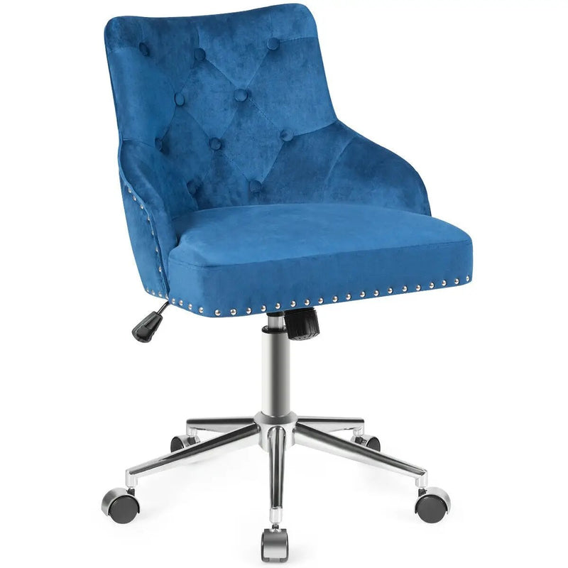 Tufted Upholstered Swivel Computer Desk Chair with Nailed Tri by DirectDeals