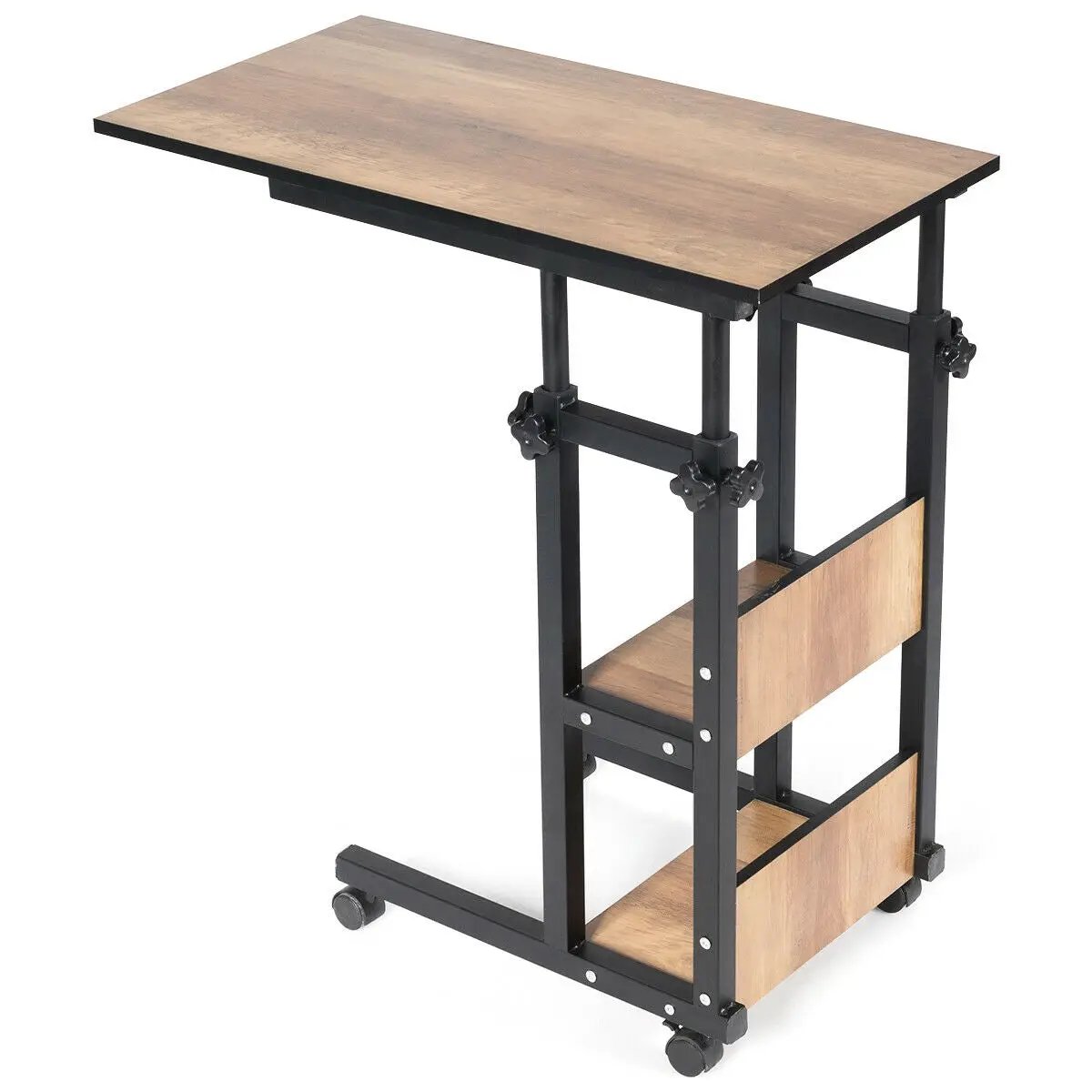 C-Shape Mobile Snack End Table with Storage Shelves by DirectDeals