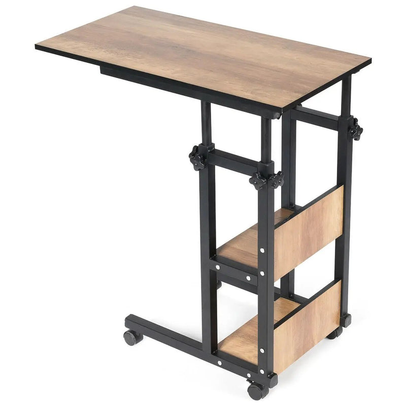 C-Shape Mobile Snack End Table with Storage Shelves by DirectDeals