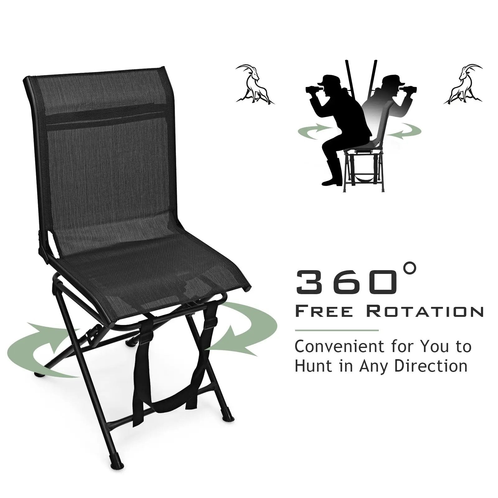 All weather Outdoor Foldable 360 Degree Swivel Chair with Iron Frame by DirectDeals