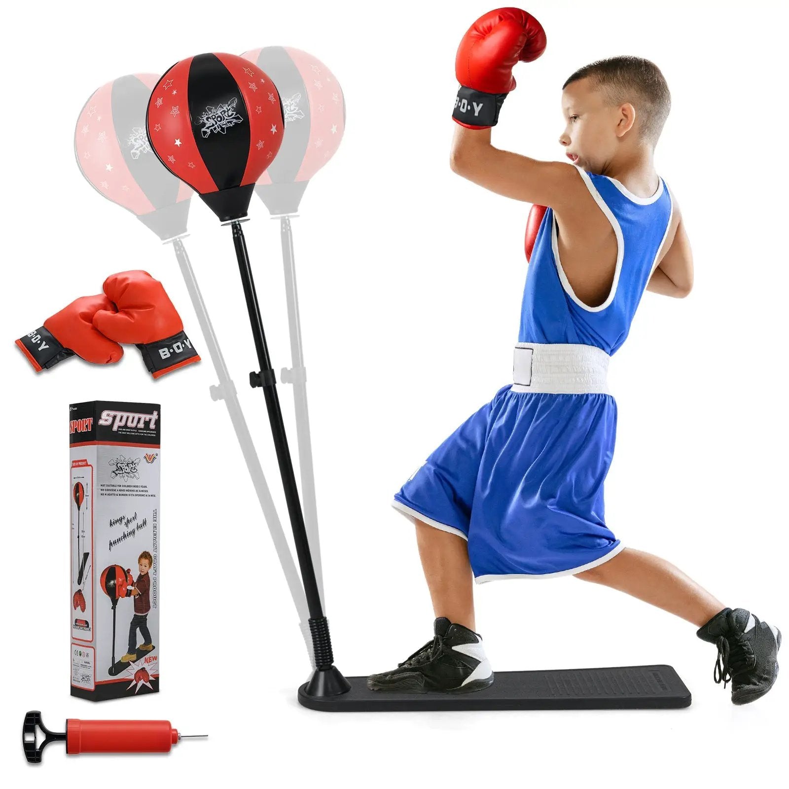 Kids Punching Bag with Adjustable Stand and Boxing Gloves by DirectDeals