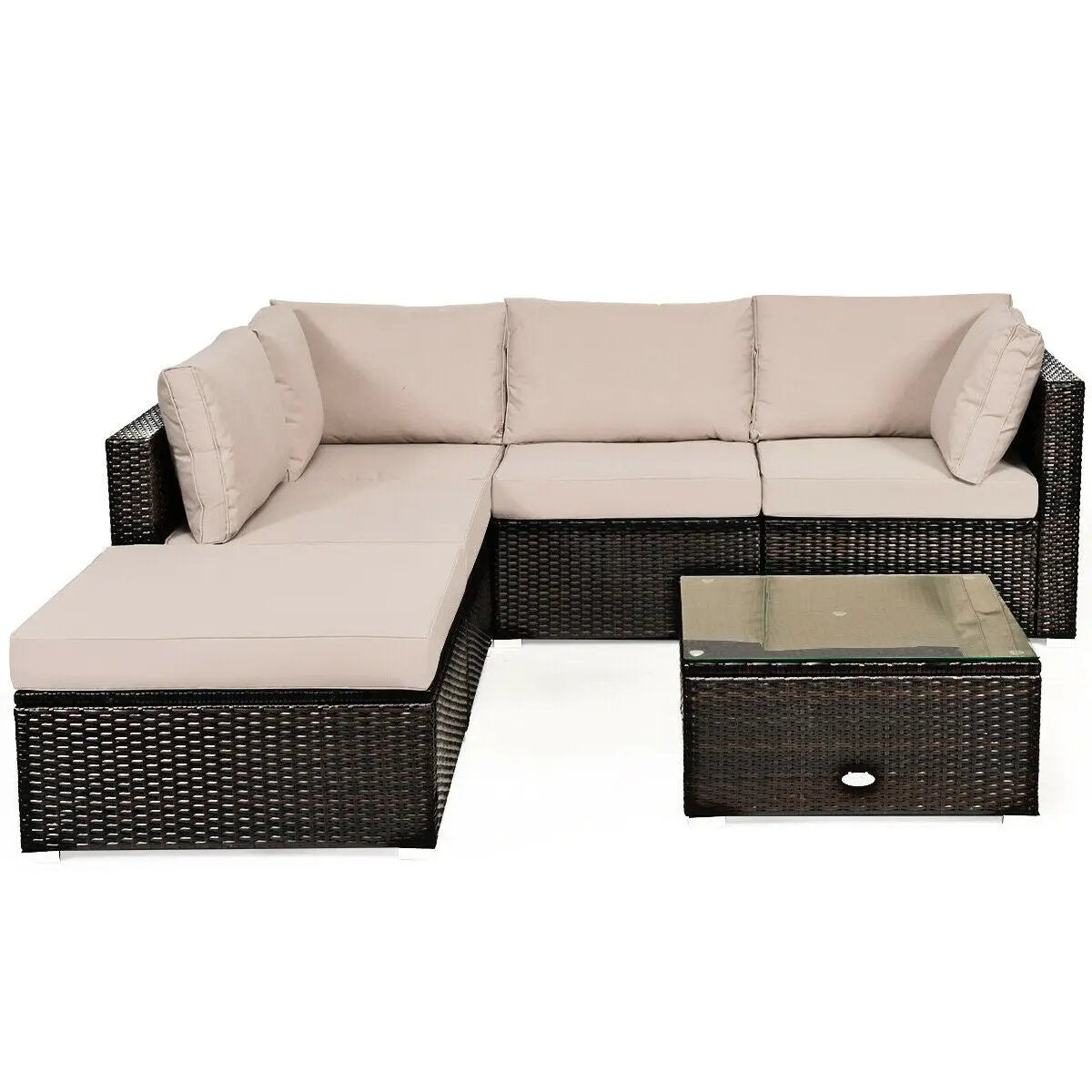 6 Pieces Outdoor Patio Rattan by DirectDeals