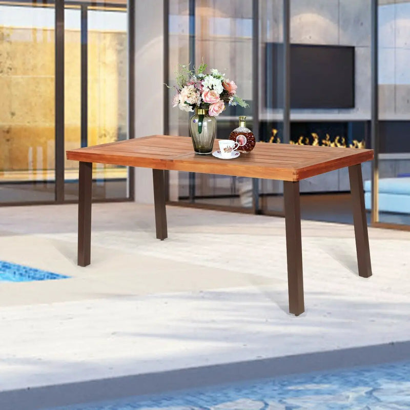Rectangular Acacia Wood Rustic Dining Furniture Table by DirectDeals