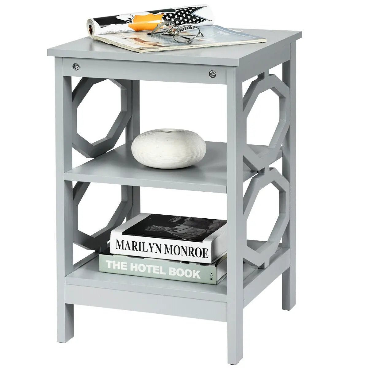 3-tier Nightstand Sofa Side End Accent Table-Black by DirectDeals