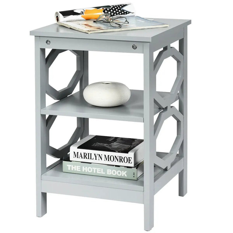3-tier Nightstand Sofa Side End Accent Table-Black by DirectDeals