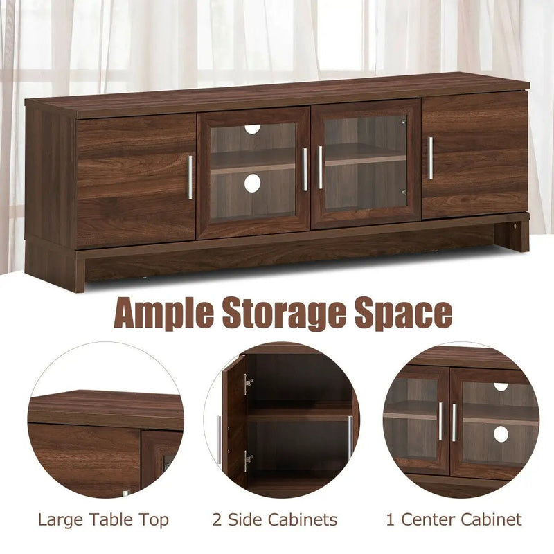 Media Entertainment TV Stand for TVs up to 70 Inches with Adjustable Shelf-Walnut by DirectDeals