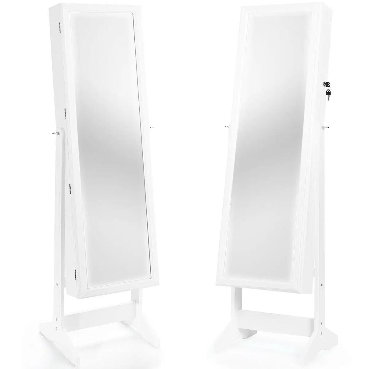Jewelry Cabinet Stand Mirror Armoire with Large Storage Box by DirectDeals