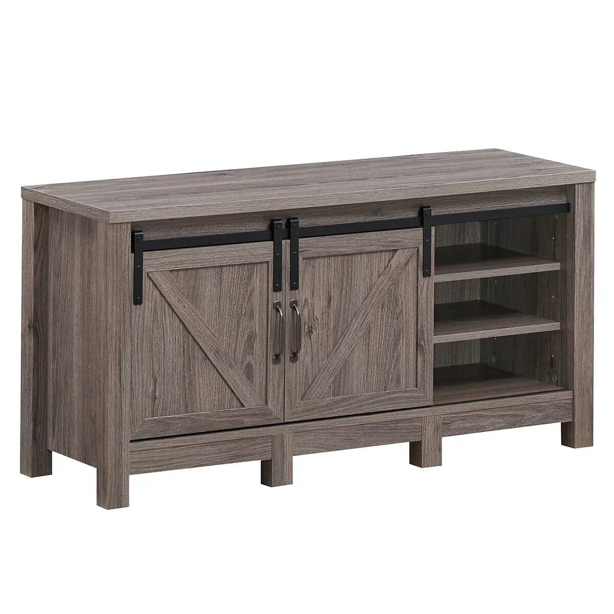55 Inch TV Sliding Barn Door Entertainment Center with Adjustable Shelves by DirectDeals