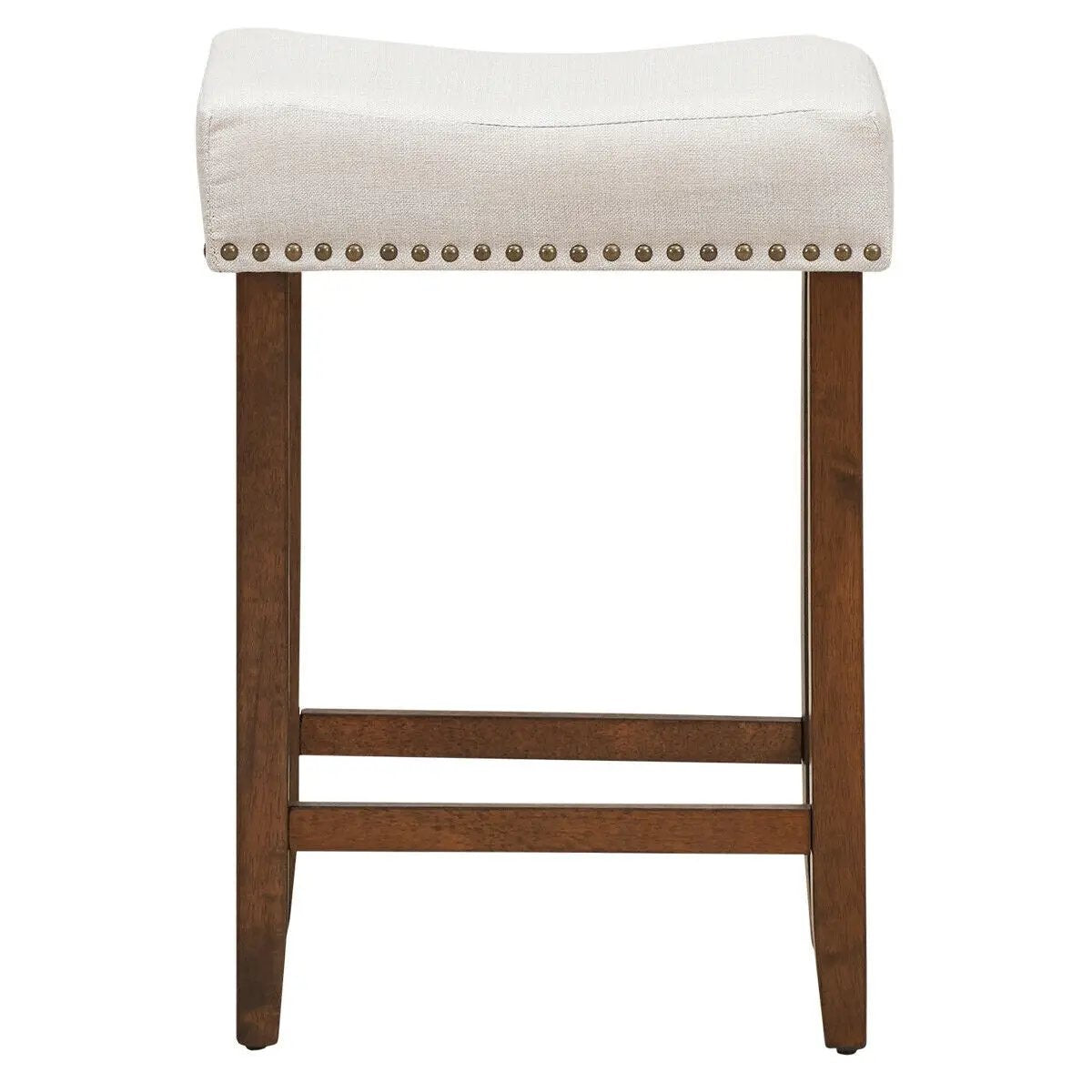 Set of 2 Nailhead Saddle Bar Stools 24 Inch Height by DirectDeals