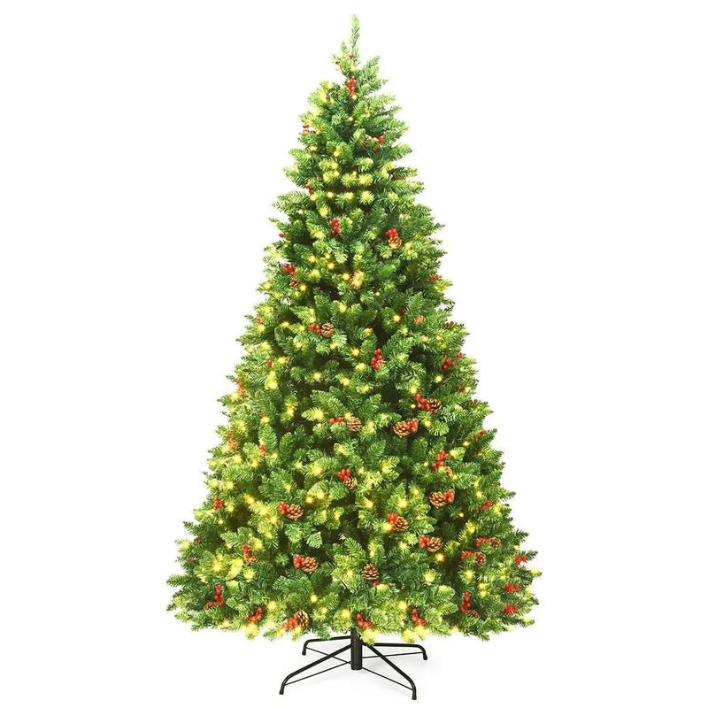 7.5 Feet Pre-lit Hinged Christmas Tree with 550 LED Lights and Sturdy Metal Stand by DirectDeals